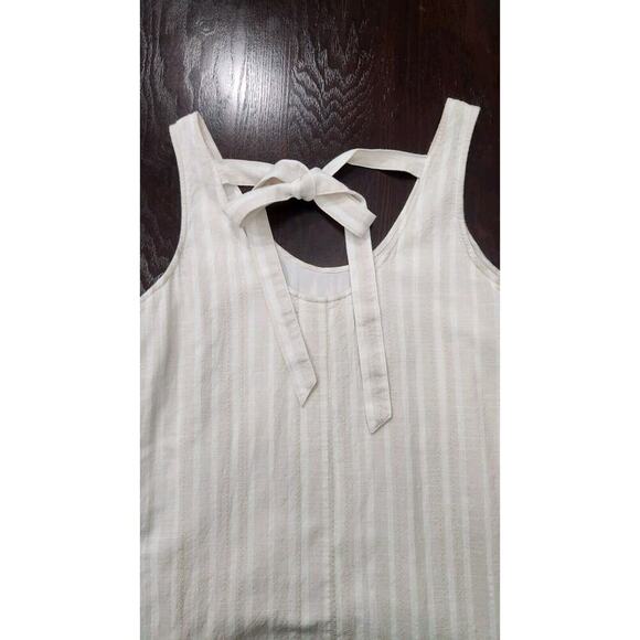 Anthropologie‎ Cloth & Stone Bow- tied chambray dress M White Tan Lined - Picture 9 of 10